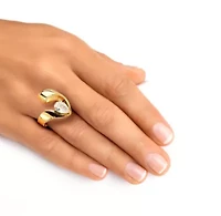 1.80 TCW Pear-Cut Cubic Zirconia Nestled Ring Gold Ion-Plated