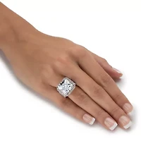 6.82 Cttw. Princess-Cut Silvertone Cubic Zirconia Halo Bridge Ring