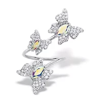 2.31 Cttw. Aurora Borealis Cubic Zirconia Platinum-Plated Butterfly Wrap Ring