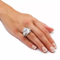 3 Piece 15.78 Oval-Cut Cubic Zirconia Bridal Ring Set Platinum Plated