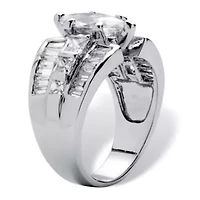7.87 TCW Marquise-Cut Cubic Zirconia Platinum-Plated Engagement Anniversary Ring