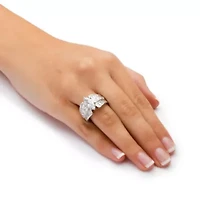 7.87 TCW Marquise-Cut Cubic Zirconia Platinum-Plated Engagement Anniversary Ring