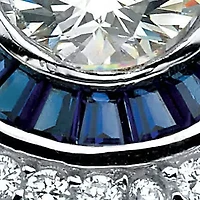 3.46 TCW Round CZ and Sapphire Circle Ring Platinum-plated Sterling Silver