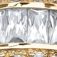 9.34 TCW Round and Emerald-Cut Cubic Zirconia Gold-Plated Eternity Band