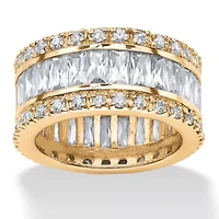 9.34 TCW Round and Emerald-Cut Cubic Zirconia Gold-Plated Eternity Band