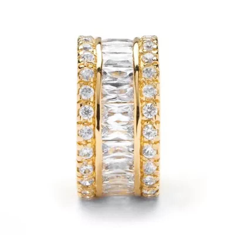 9.34 TCW Round and Emerald-Cut Cubic Zirconia Gold-Plated Eternity Band