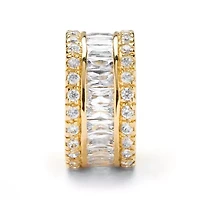 9.34 TCW Round and Emerald-Cut Cubic Zirconia Gold-Plated Eternity Band