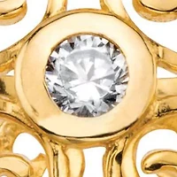 1 TCW Cubic Zirconia 18k Gold Plated .925 Sterling Silver Scroll Eternity Ring