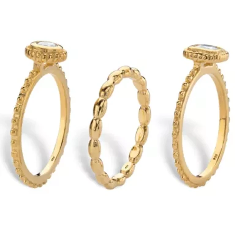 .62 TCW 18K Gold-plated Sterling Silver Stack 3 Piece Cubic Zirconia Ring Set