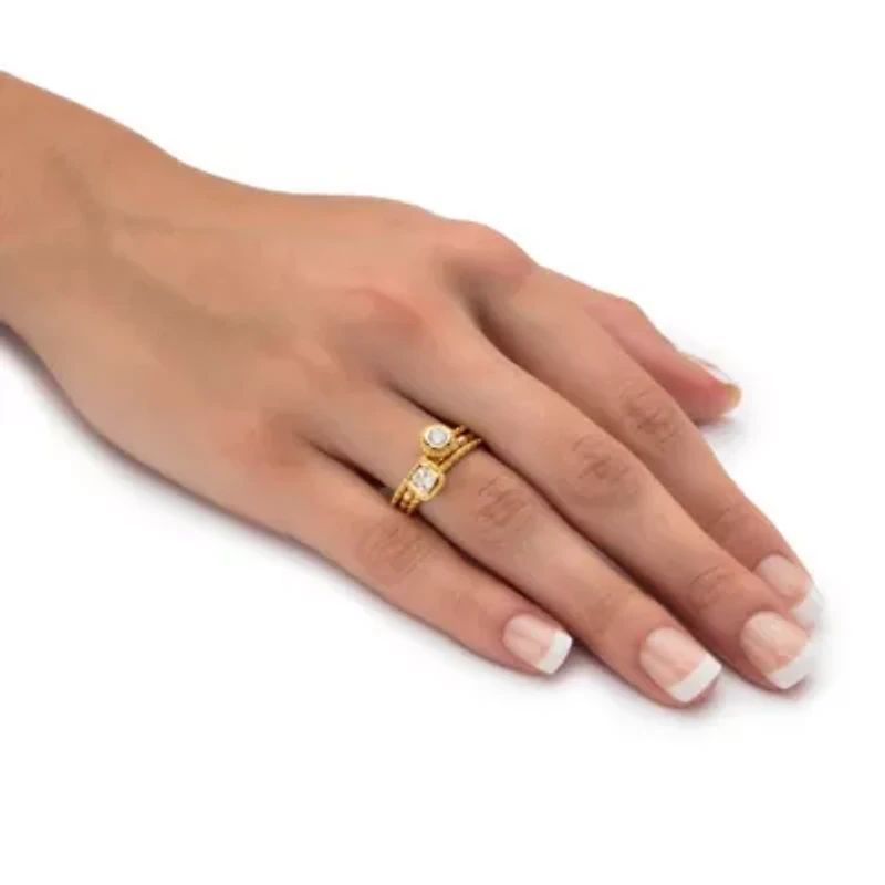 .62 TCW 18K Gold-plated Sterling Silver Stack 3 Piece Cubic Zirconia Ring Set