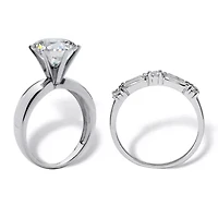 4.48 Cttw. 2-Piece Sterling Silver Round Cubic Zirconia Wedding Ring Set