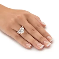 4.48 Cttw. 2-Piece Sterling Silver Round Cubic Zirconia Wedding Ring Set