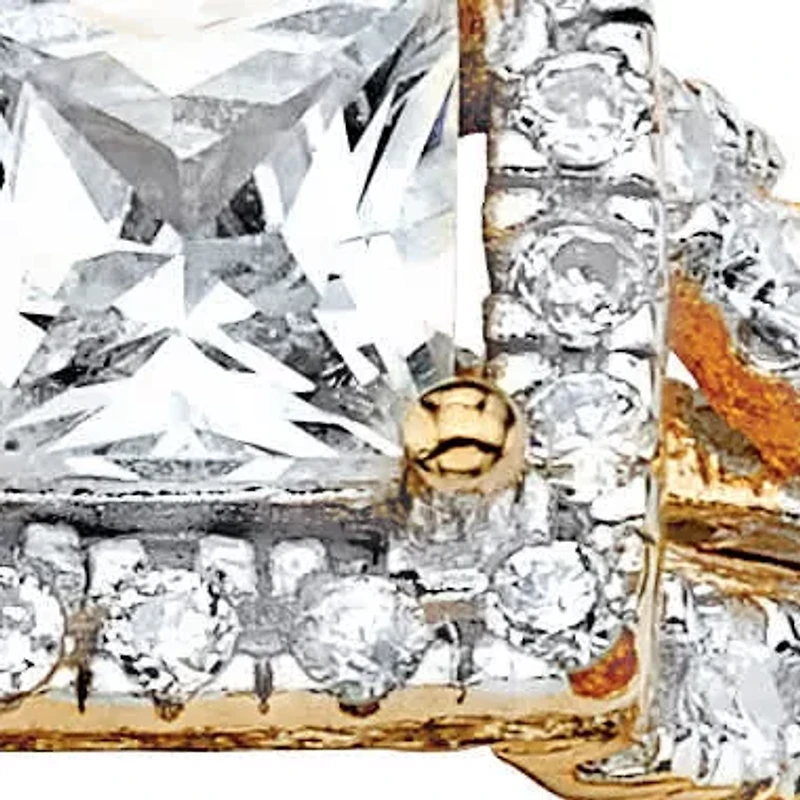 .97 TCW Princess-Cut CZ 2-Pc. Halo Bridal Set Gold-Plated Sterling Silver