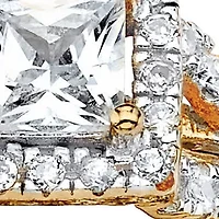 .97 TCW Princess-Cut CZ 2-Pc. Halo Bridal Set Gold-Plated Sterling Silver