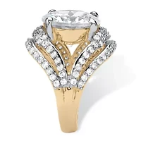 9.88 TCW Cubic Zirconia Gold-Plated Engagement Double Split-Shank Ring