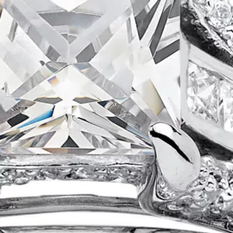 3.06 TCW Princess-Cut Cubic Zirconia Ring Platinum-plated Sterling Silver