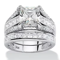 3.06 TCW Princess-Cut Cubic Zirconia Ring Platinum-plated Sterling Silver