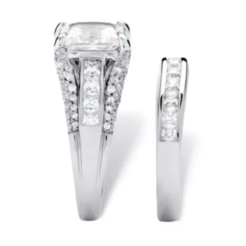 3.06 TCW Princess-Cut Cubic Zirconia Ring Platinum-plated Sterling Silver