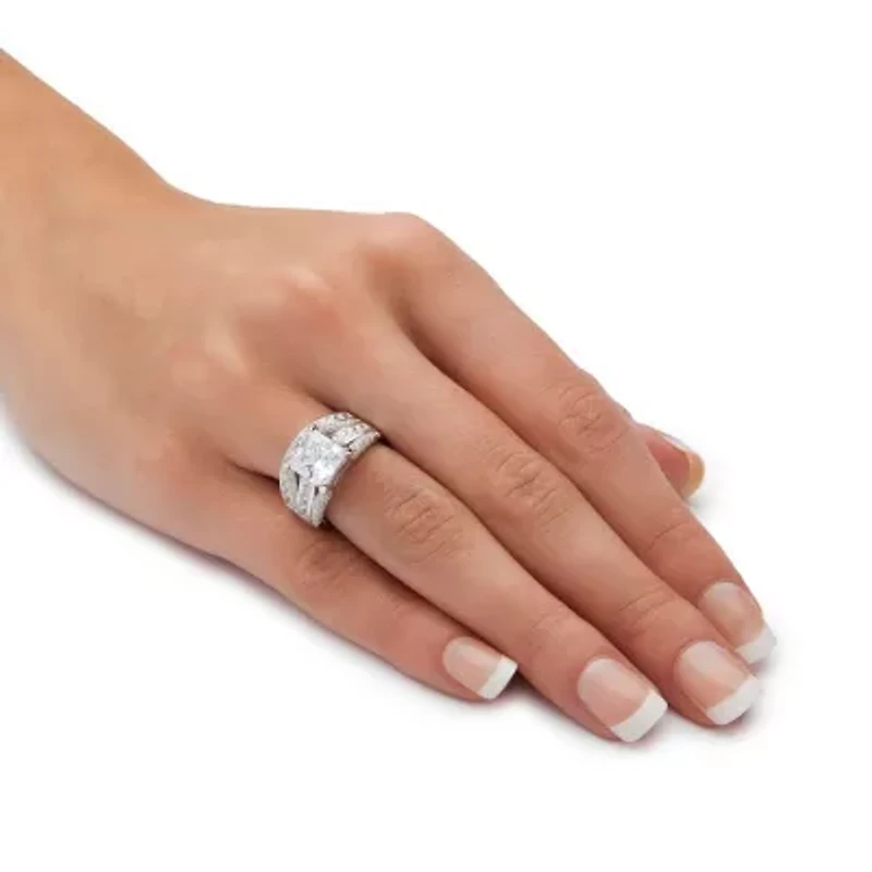 3.06 TCW Princess-Cut Cubic Zirconia Ring Platinum-plated Sterling Silver