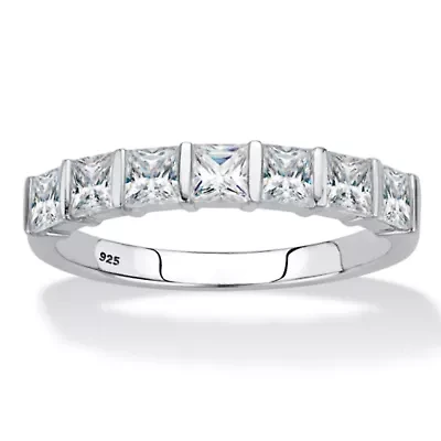 1.12 Cttw. Princess-Cut Cubic Zirconia Platinum-plated Sterling Silver Ring