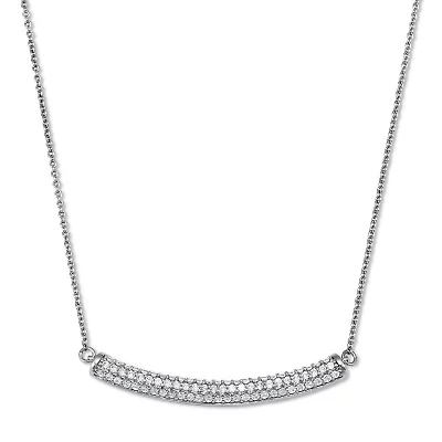 .62 TCW Round Cubic Zirconia Platinum-Plated Bar Necklace 18 to 20-inch