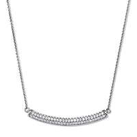 .62 TCW Round Cubic Zirconia Platinum-Plated Bar Necklace 18 to 20-inch