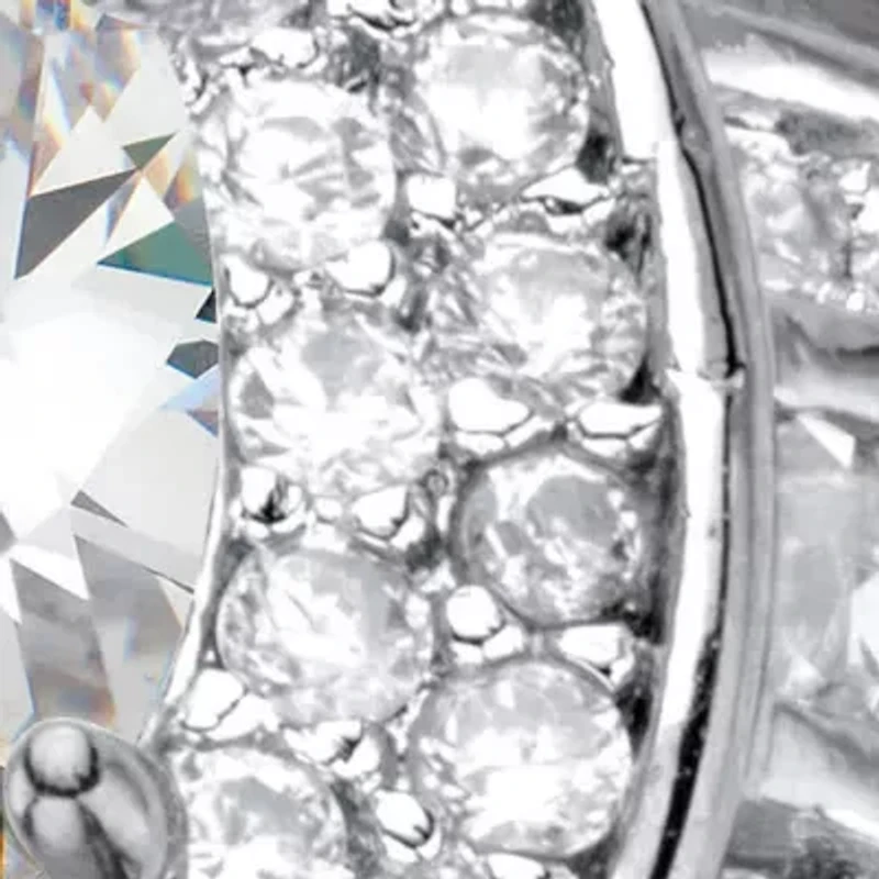 2.60 Cttw. Oval Cubic Zirconia Platinum-Plated Halo Scalloped Wedding Ring Set