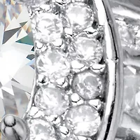 2.60 Cttw. Oval Cubic Zirconia Platinum-Plated Halo Scalloped Wedding Ring Set