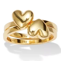 14k Yellow Gold-plated Double Heart Ring