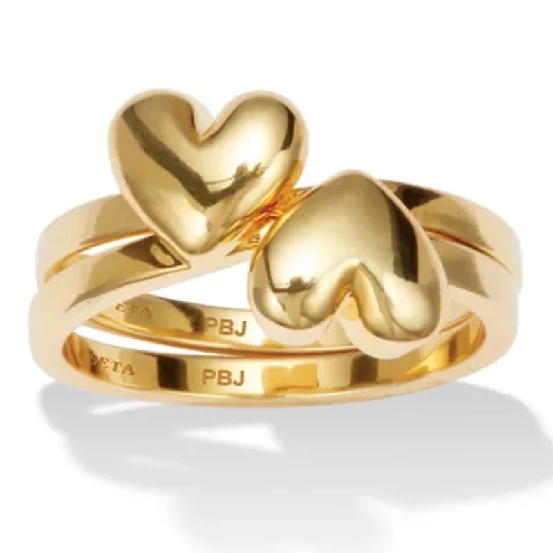 14k Yellow Gold-plated Double Heart Ring