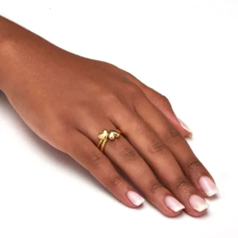 14k Yellow Gold-plated Double Heart Ring