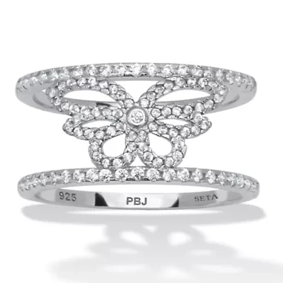 0.46 TCW Round Cubic Zirconia Sterling Silver Butterfly Ring