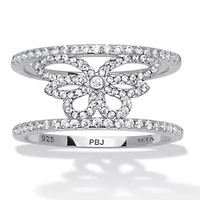 0.46 TCW Round Cubic Zirconia Sterling Silver Butterfly Ring