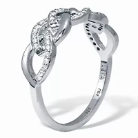 .21 TCW Round Cubic Zirconia Platinum-Plated Sterling Silver Oval Link Ring