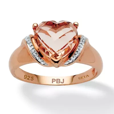 2.25 TCW Heart Cut Simulated Morganite Rose Gold-Plated Sterling Silver Ring