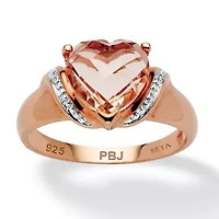 2.25 TCW Heart Cut Simulated Morganite Rose Gold-Plated Sterling Silver Ring
