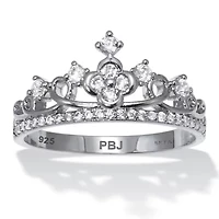 .41 TCW Round Cubic Zirconia Sterling Silver Crown Ring