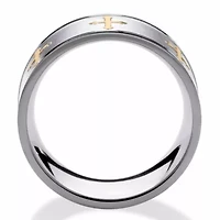 Cross Eternity Band in Stainless Steel and Yellow Goldtone