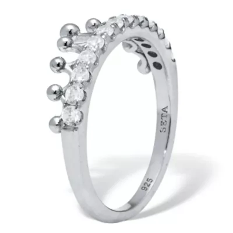0.46 TCW Round Cubic Zirconia Sterling Silver Crown Ring