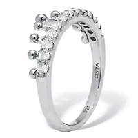 0.46 TCW Round Cubic Zirconia Sterling Silver Crown Ring