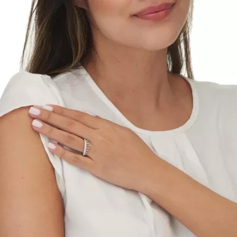 0.46 TCW Round Cubic Zirconia Sterling Silver Crown Ring