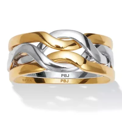 14k Gold-plated and Platinum-plated Two-tone Puzzle Ring