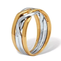 14k Gold-plated and Platinum-plated Two-tone Puzzle Ring