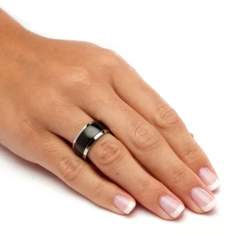 Wedding Band in Stainless Steel and Black Ion-Plated Stainless Steel (10mm)