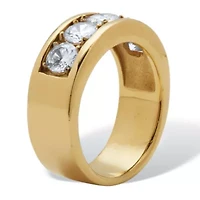 1.75 TCW Round Cubic Zirconia Stainless Steel 5-Stone Ring