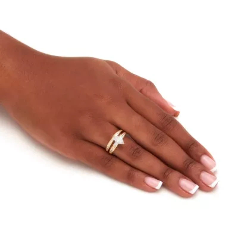 2.34 TCW Marquise Cubic Zirconia 14k Gold-Plated Sterling Silver Bridal Ring Set