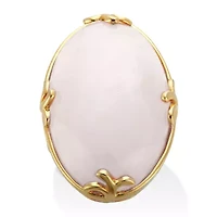 Cabochon Cut Rose Quartz 18k Gold-Plated Cocktail Ring
