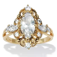 2.72 TCW Marquise Cut Cubic Zirconia Platinum-Plated Ring