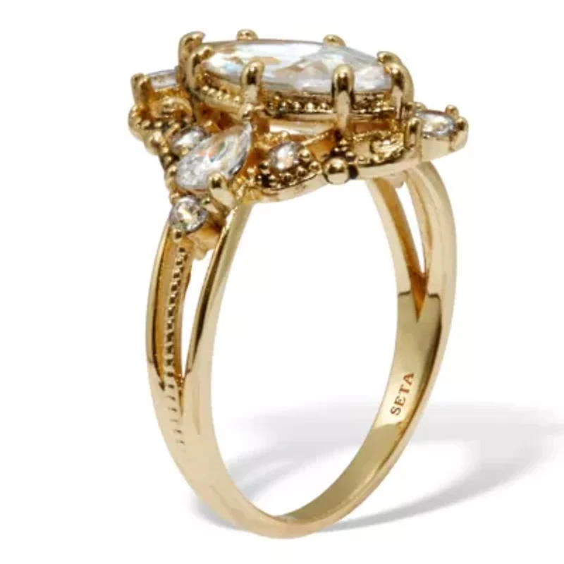 2.72 TCW Marquise Cut Cubic Zirconia Platinum-Plated Ring