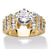 3.36 TCW Round Cubic Zirconia Gold-Plated Sterling Silver Ring